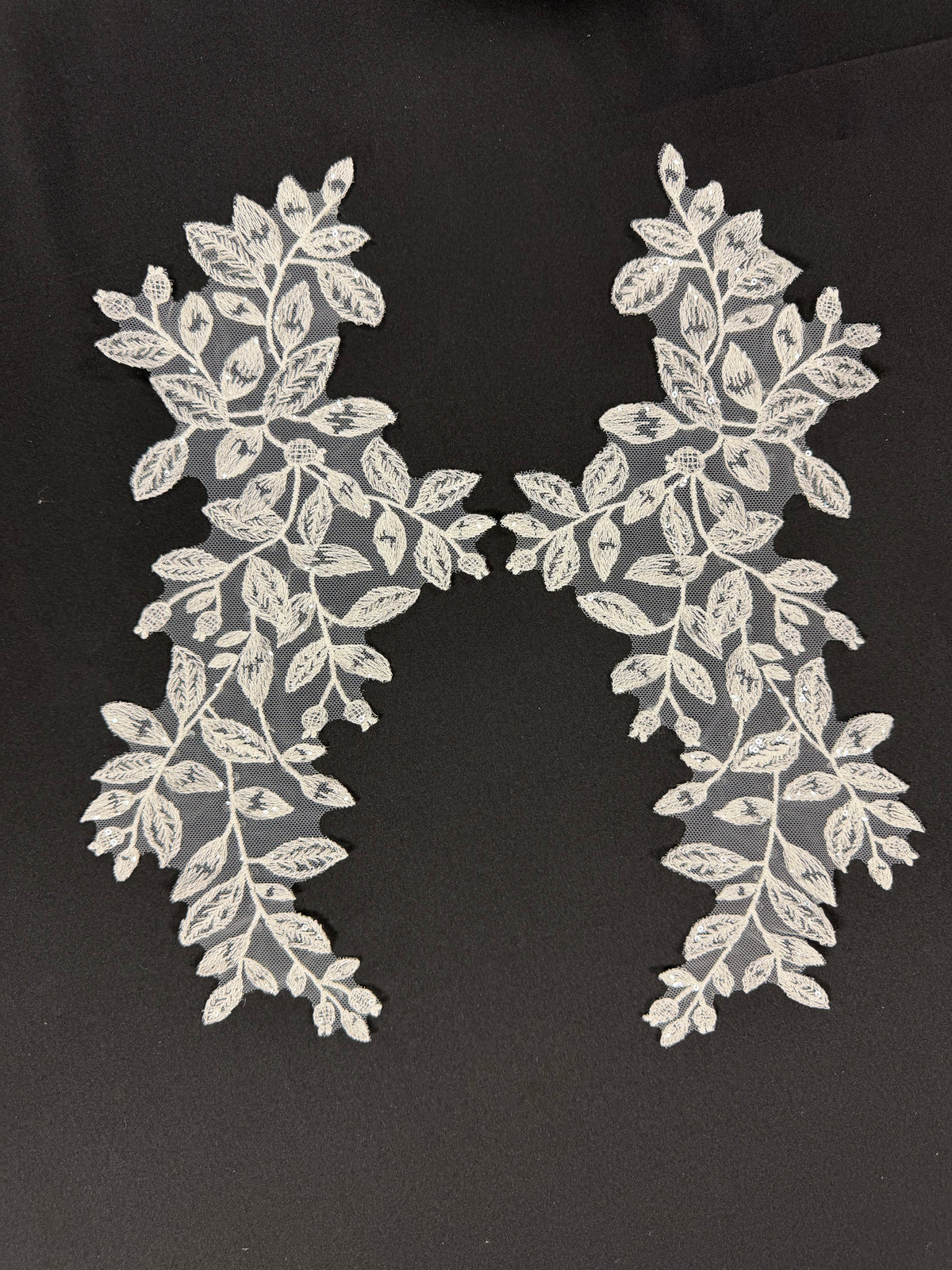 Ivory Sequin Embroidered Lace Appliques - MT6005