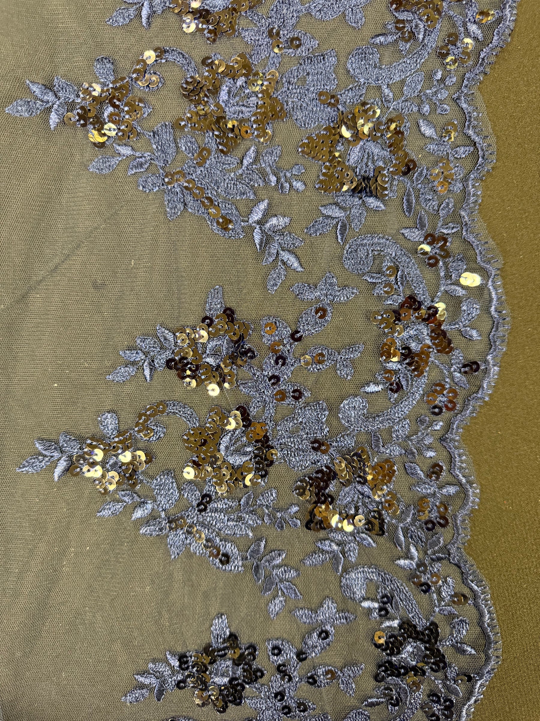 Navy Sequin Edging - T661