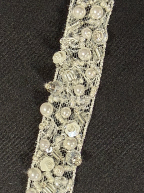 Ivory Beaded Lace Trim - T743