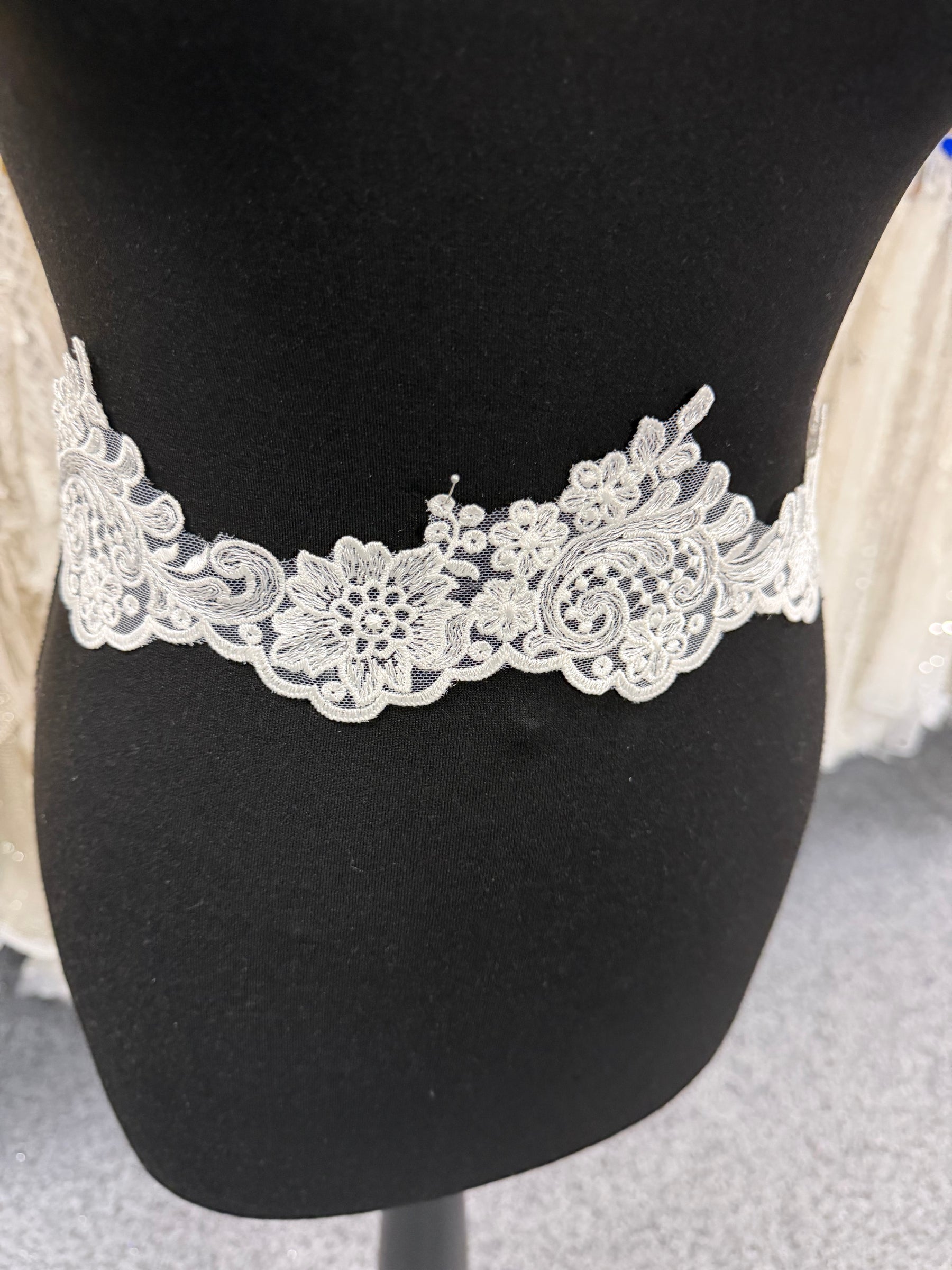 Ivory Embroidered Lace Trim - T746