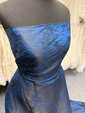 Navy Silk Poly Voile Jacquard - P668