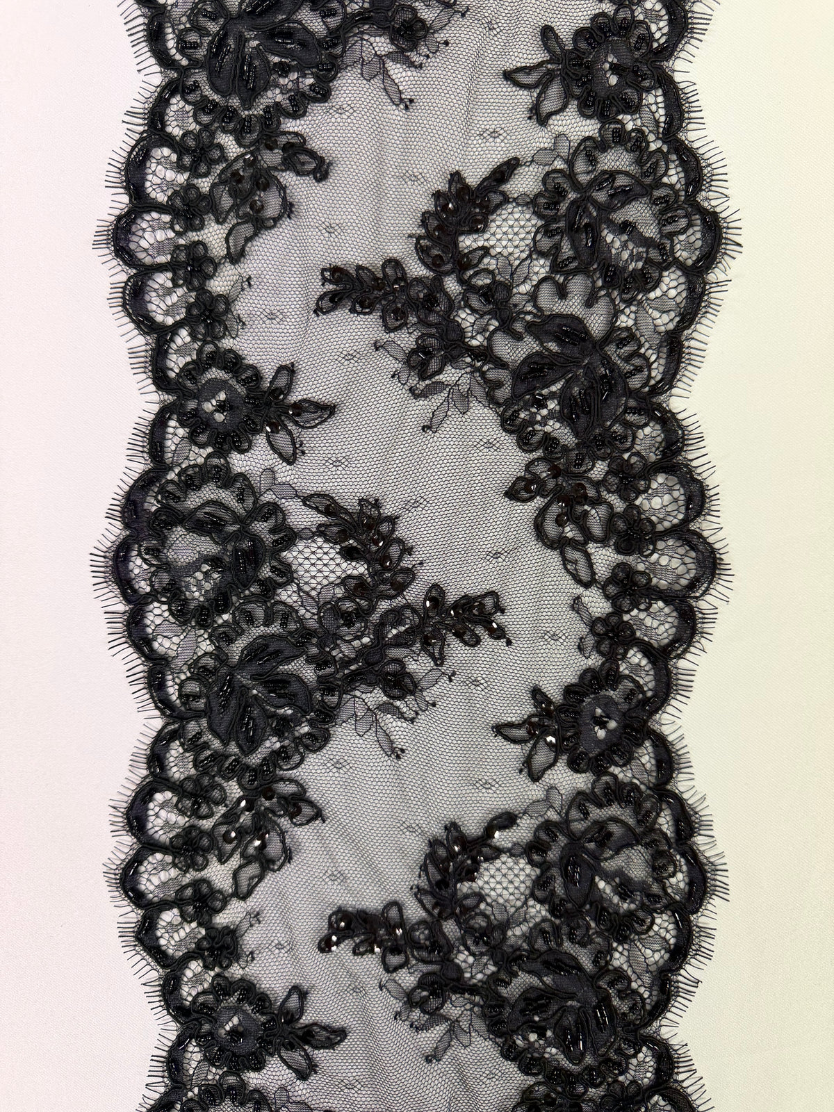 Black Corded Beaded Edging - T682