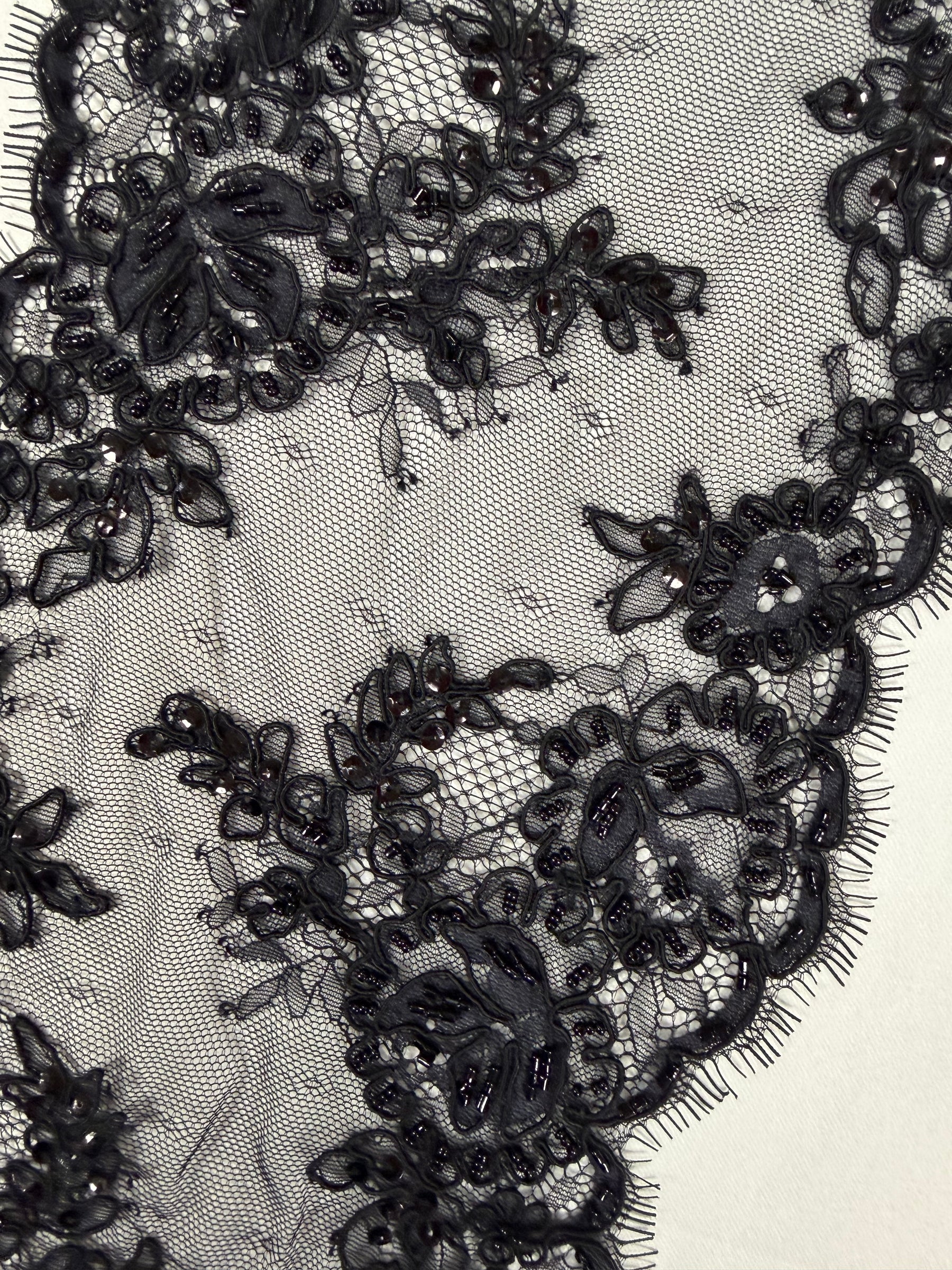 Black Corded Beaded Edging - T682