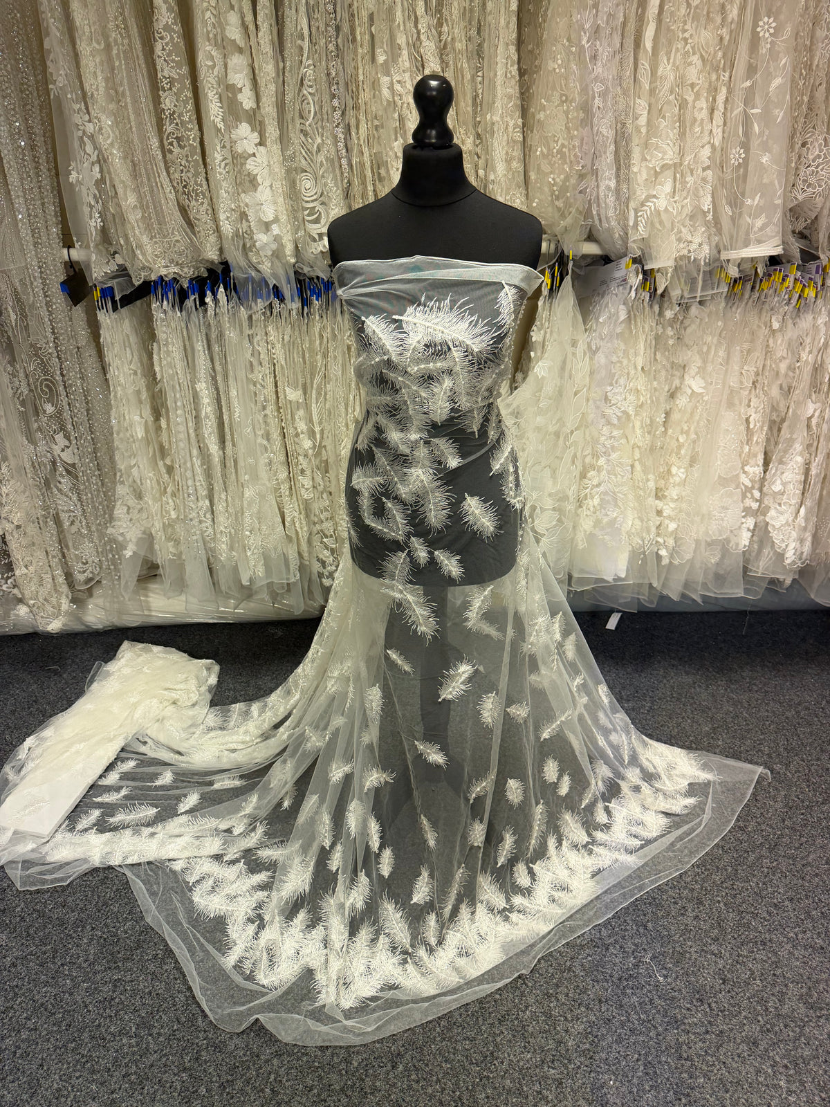 Ivory Embroidered Beaded Tulle - EB1043