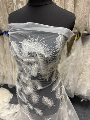 Ivory Embroidered Beaded Tulle - EB1043