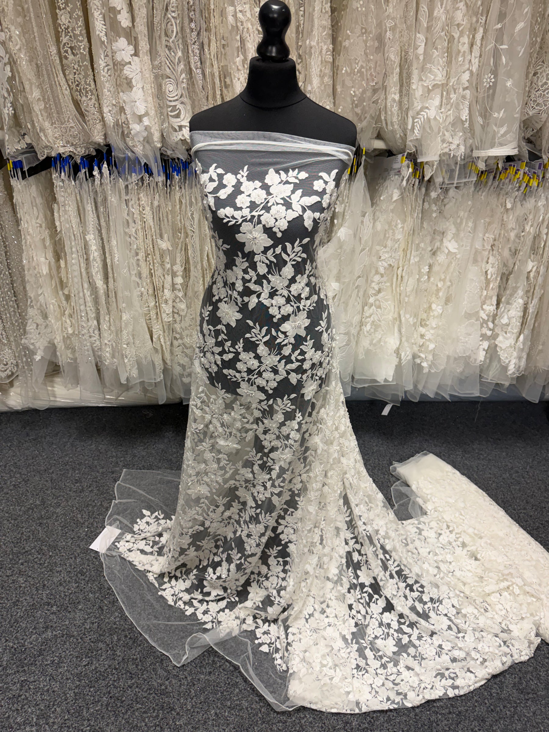 Ivory Embroidered Beaded Tulle - EB1083
