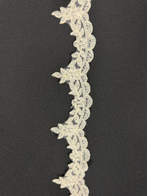 Ivory Embroidered Corded Edging - T576
