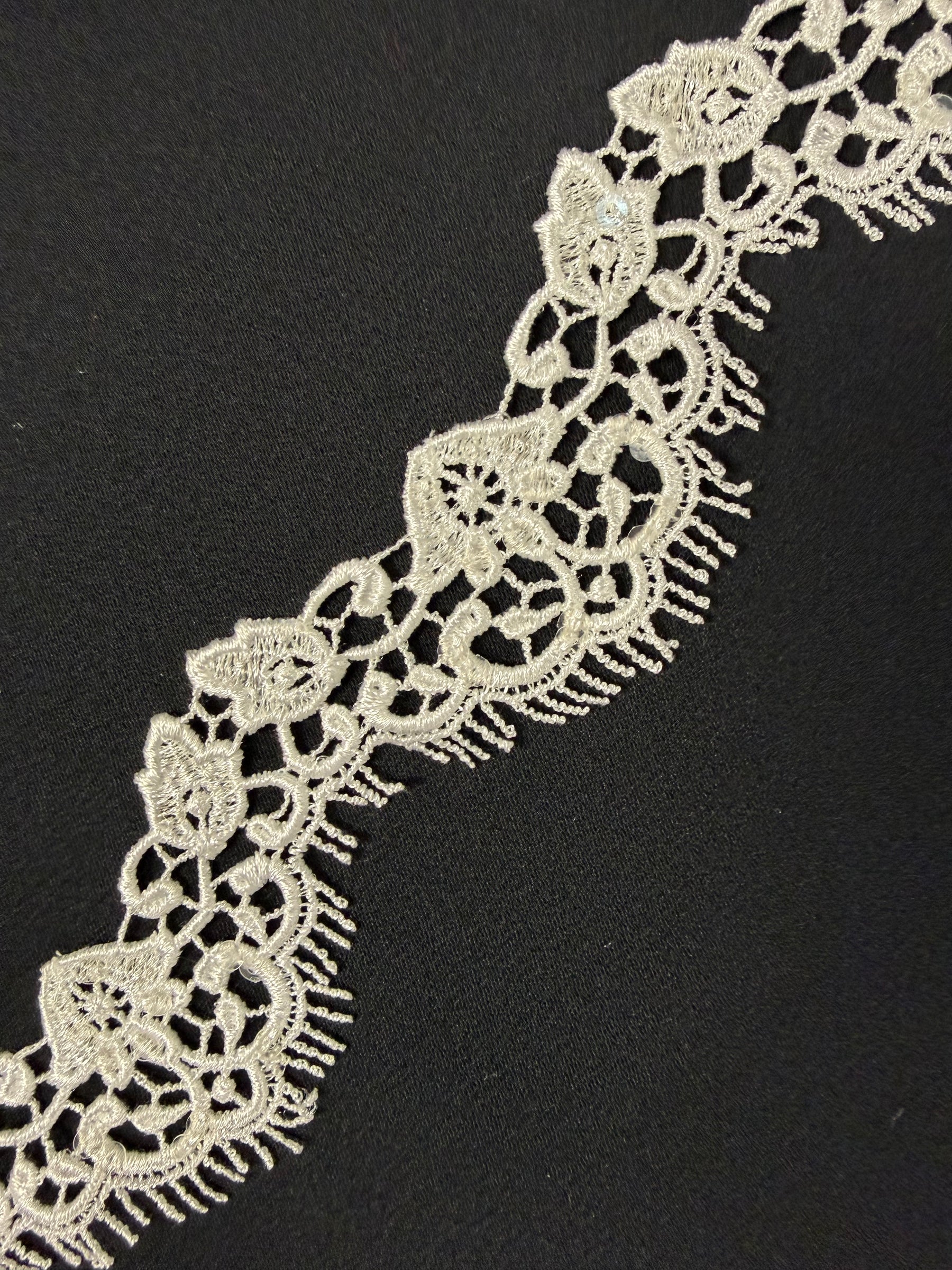 Ivory Sequin Guipure Edging - T578