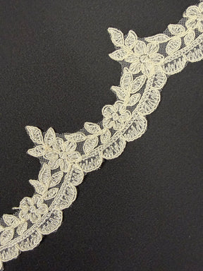 Ivory Embroidered Corded Edging - T576