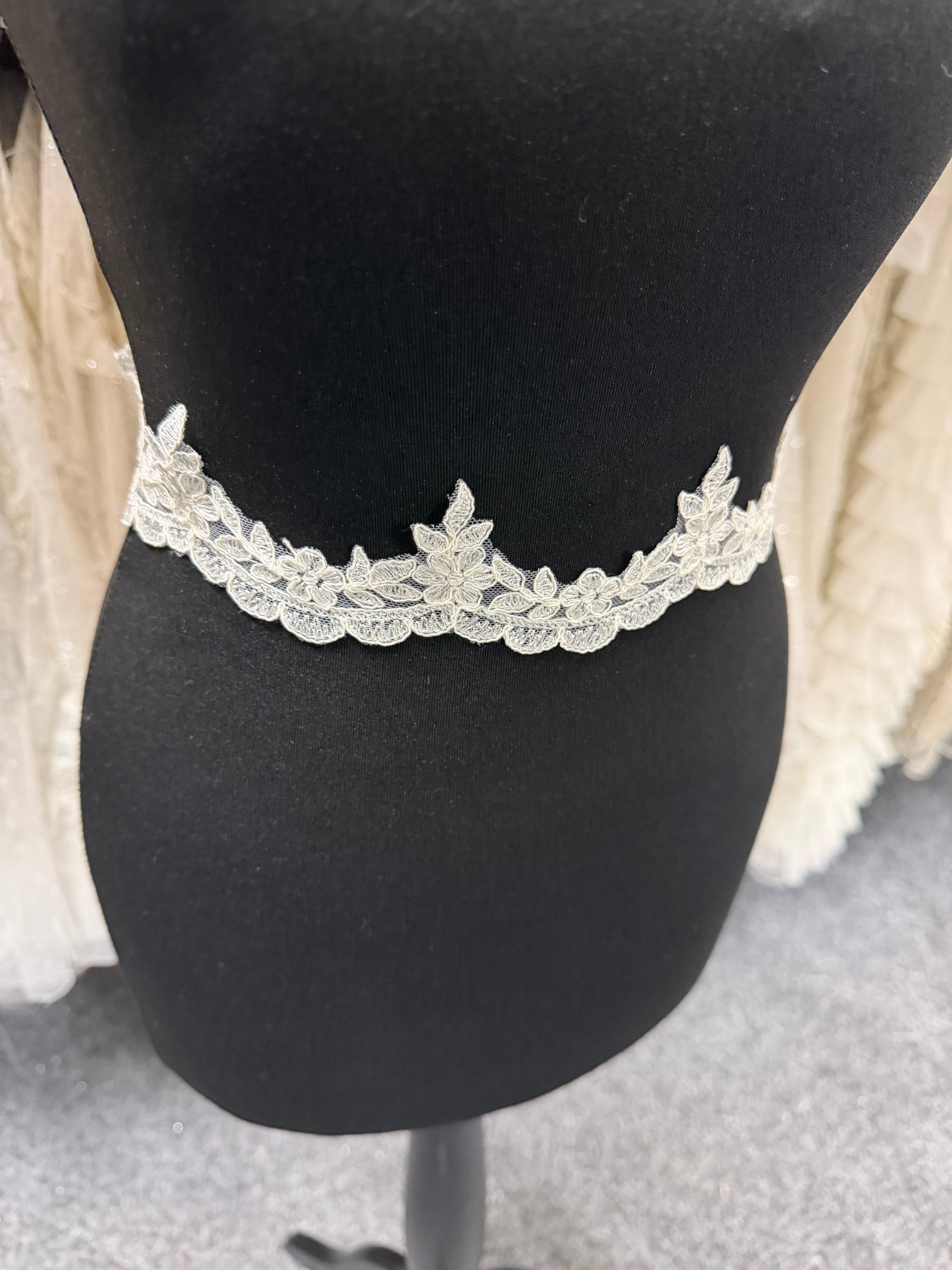 Ivory Embroidered Corded Edging - T576