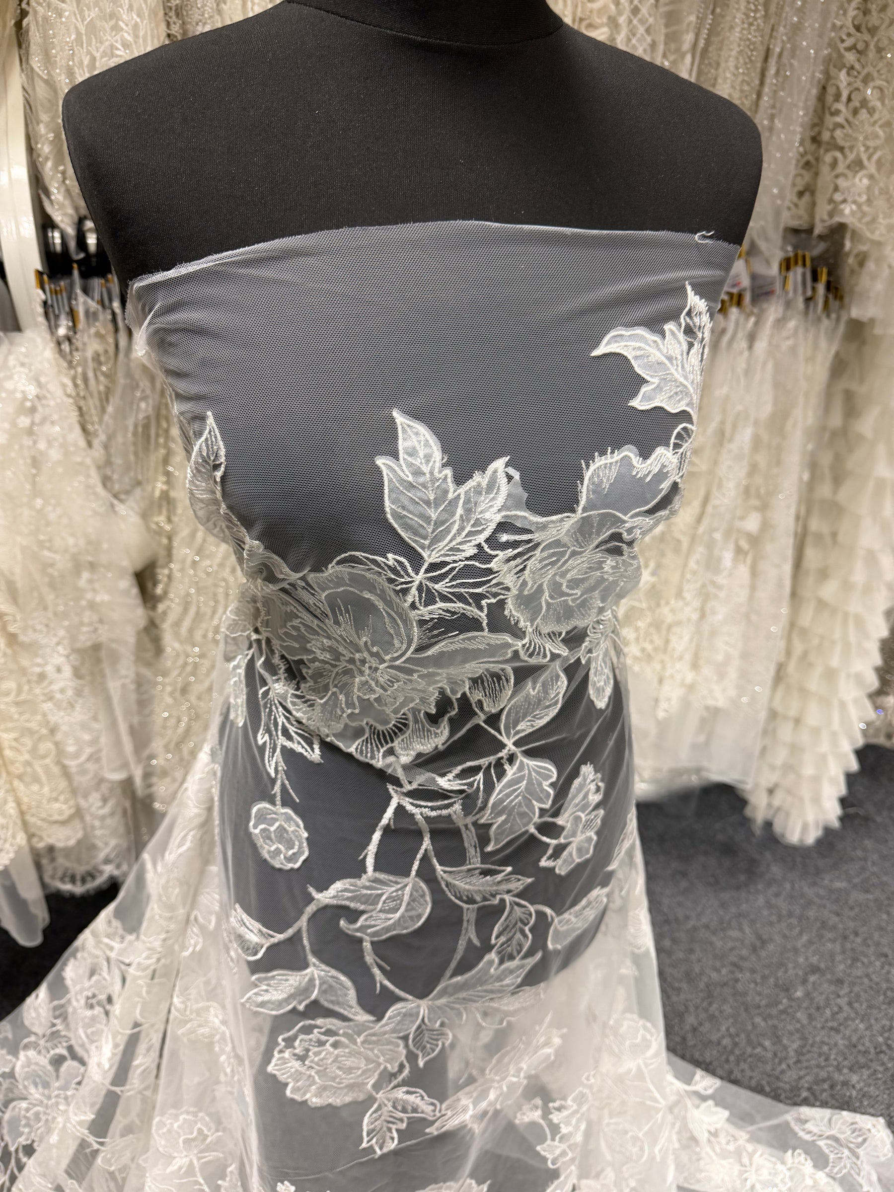 Ivory Sequin Embellished Embroidered Lace - Destry