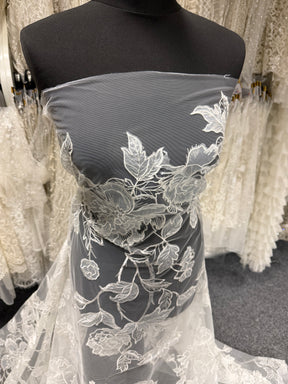 Ivory Sequin Embellished Embroidered Lace - Destry