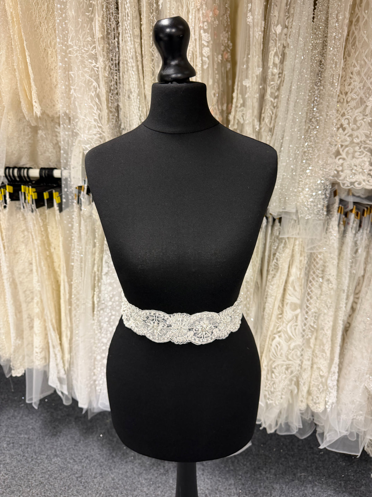 Ivory/Crystal 3D Crystal Beaded Sequin Edging - T472