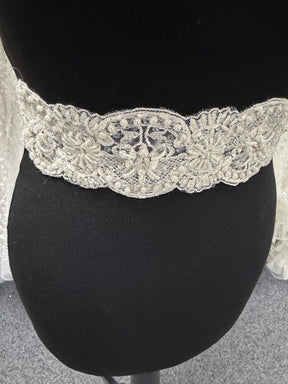 Ivory/Crystal 3D Crystal Beaded Sequin Edging - T472