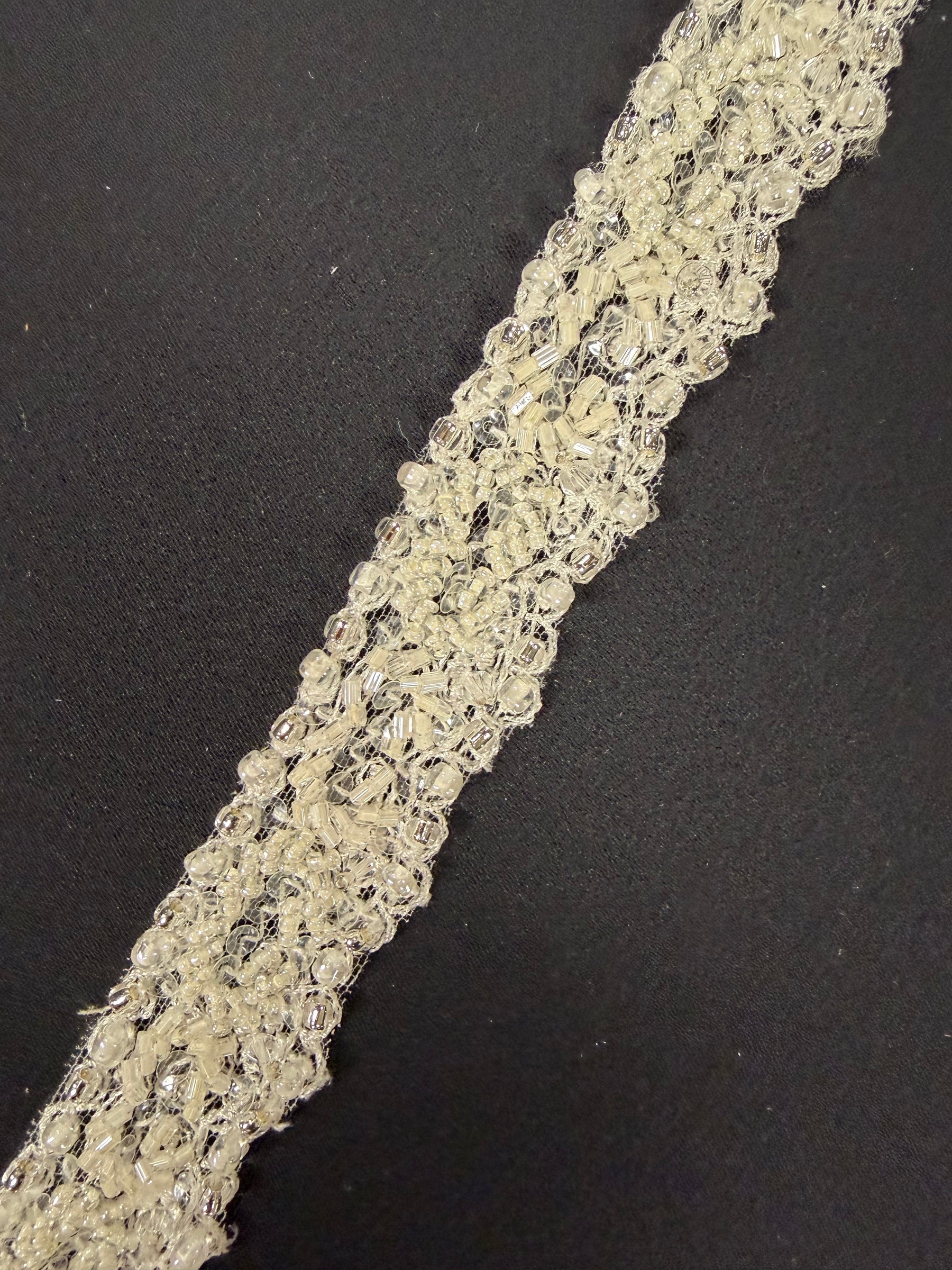 Ivory Beaded Sequin Edging - T314