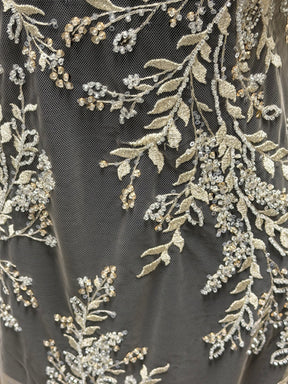 Gold Embroidered Beaded Tulle - EB1086