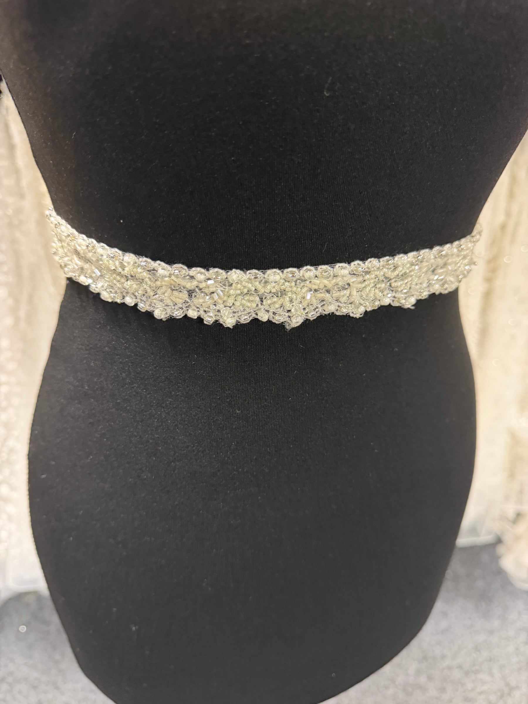Ivory Beaded Sequin Edging - T314