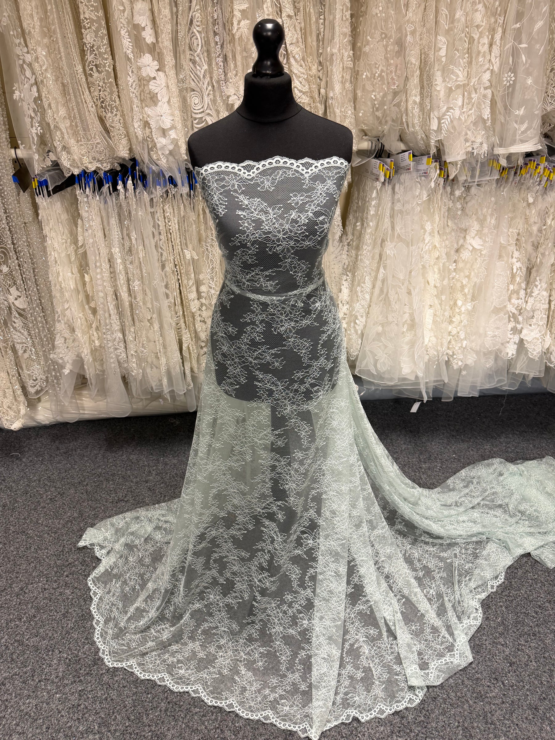 Duck Egg Blue Raschel Lace - Rome