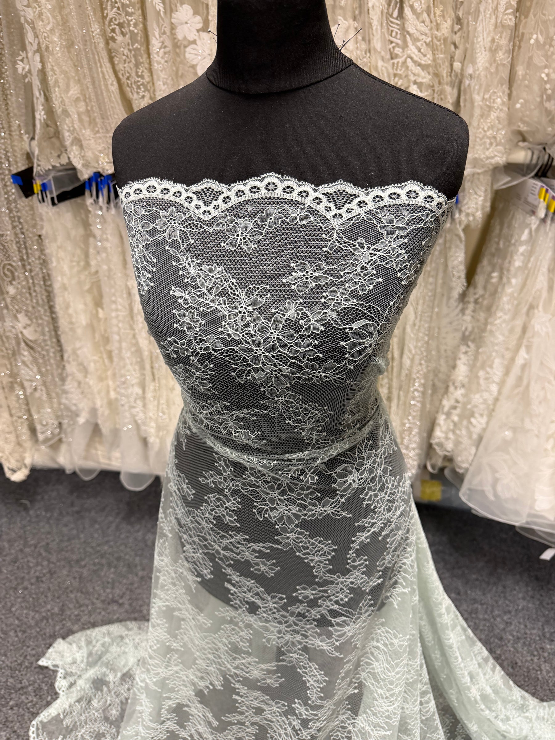 Duck Egg Blue Raschel Lace - Rome