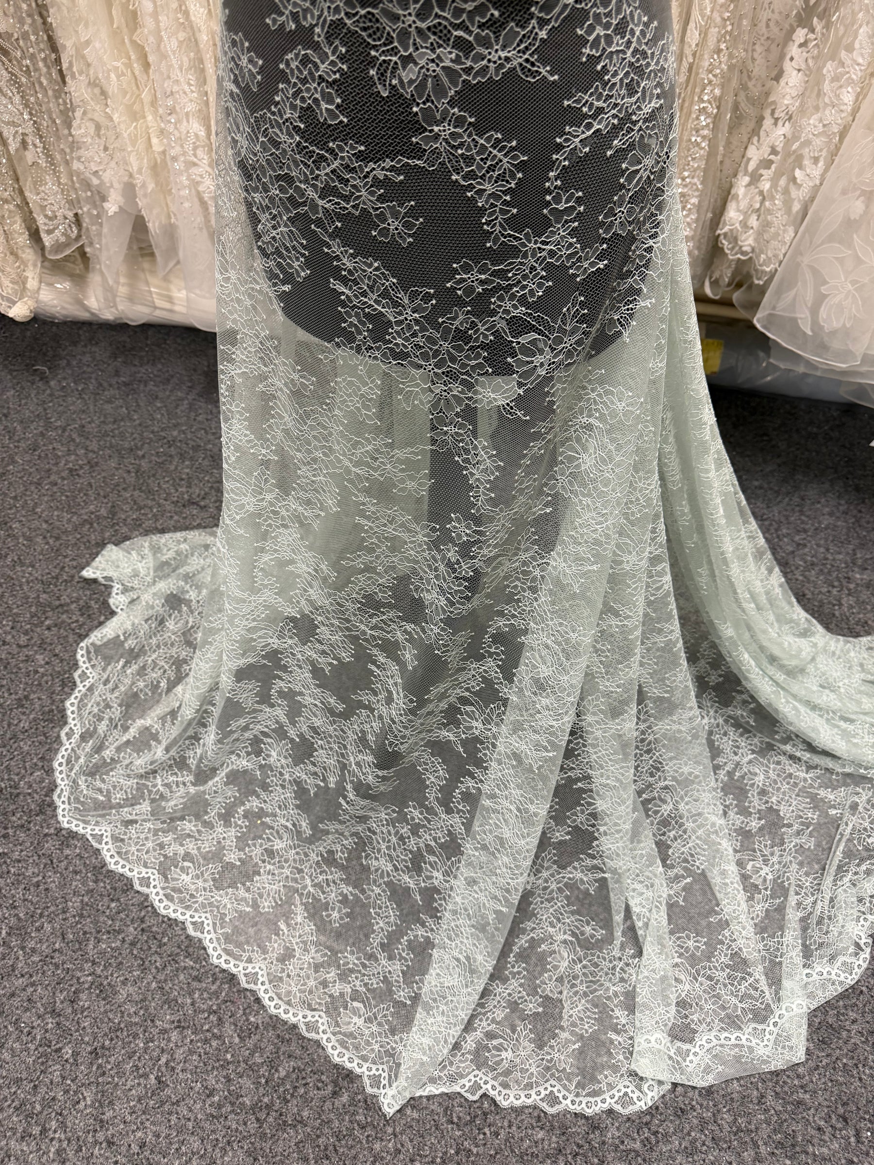 Duck Egg Blue Raschel Lace - Rome