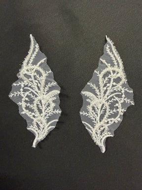 White Beaded Lace Appliques - MT4012
