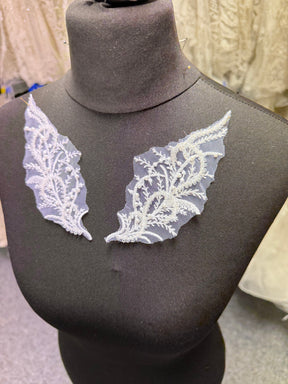 White Beaded Lace Appliques - MT4012