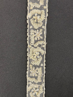 Ivory Beaded Lace Trim - T164
