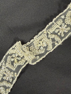 Ivory Beaded Lace Trim - T164