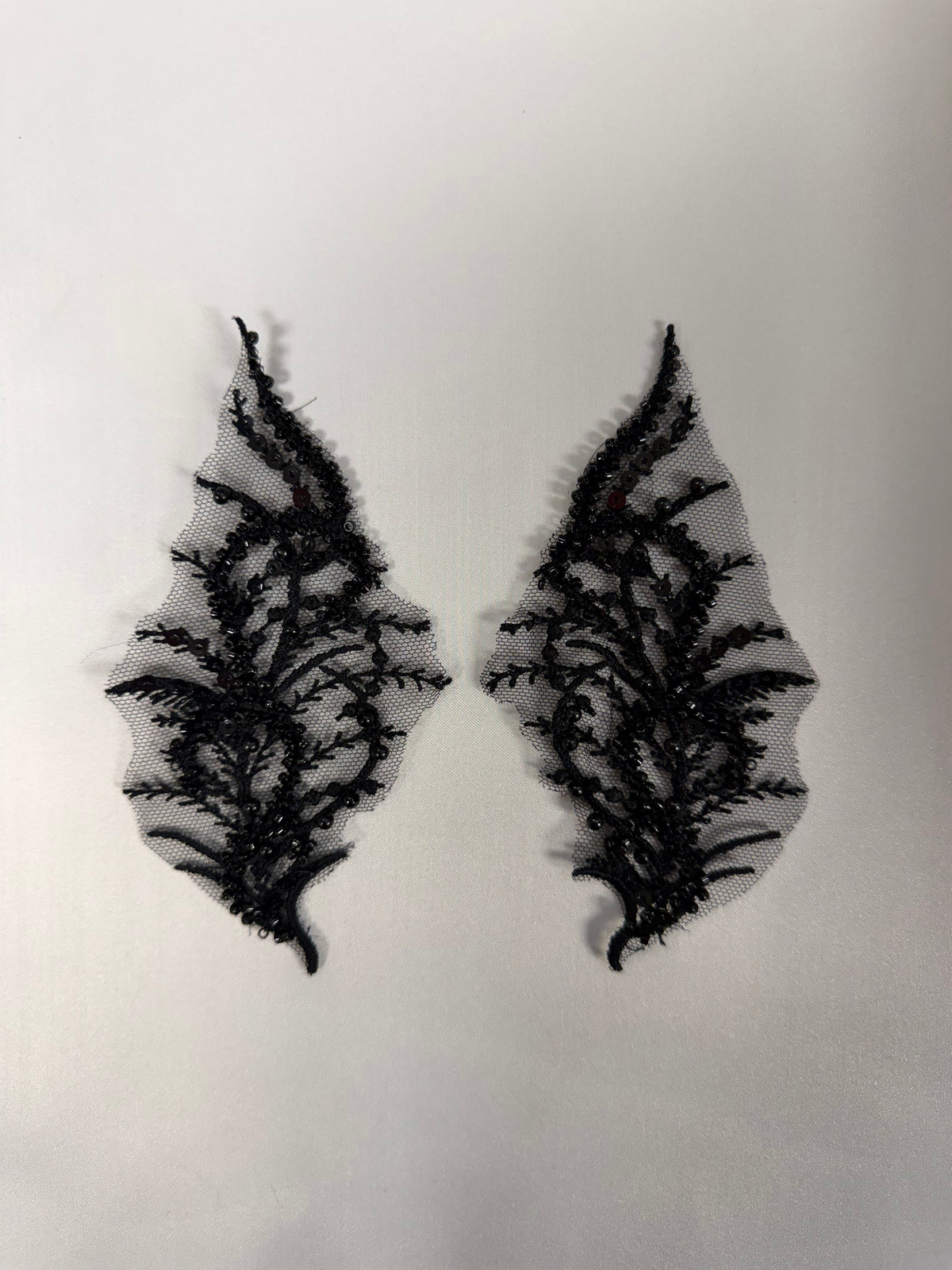 Black Beaded Lace Appliques - MT4012