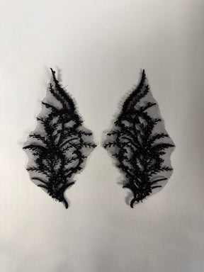 Black Beaded Lace Appliques - MT4012