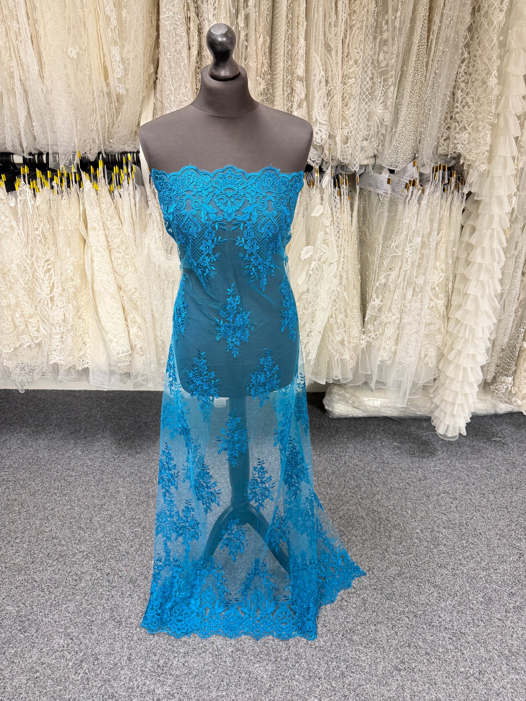 Teal Corded Lace - LA7009