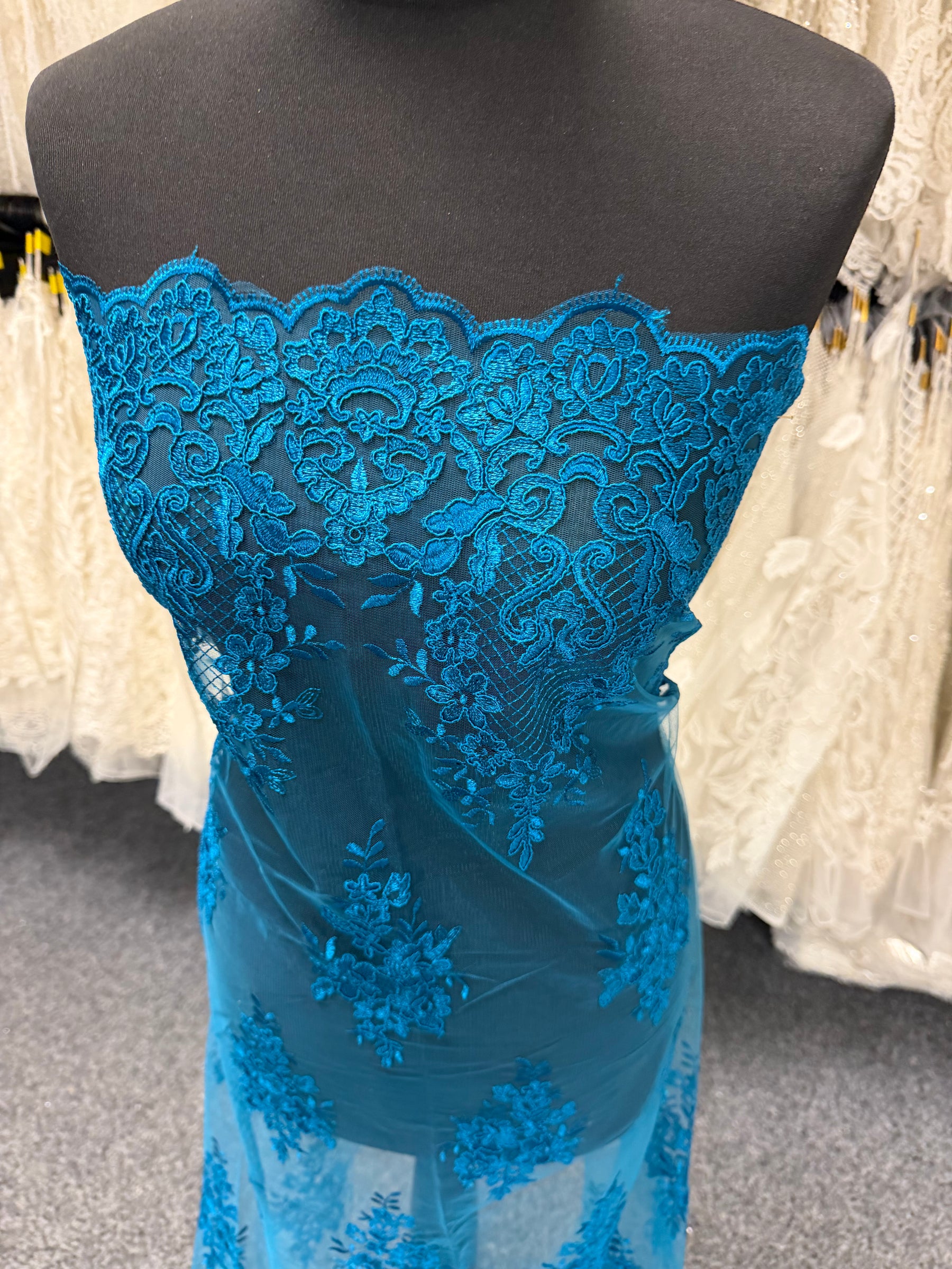 Teal Corded Lace - LA7009