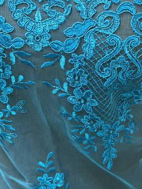 Teal Corded Lace - LA7009