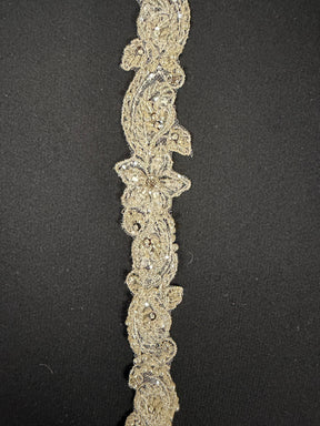Crystal/Silver/Ivory Crystal Beaded Sequin Edging - T238