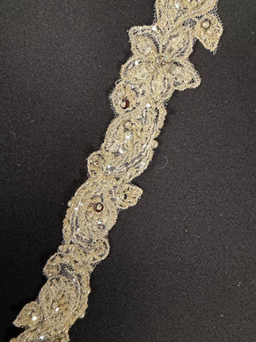 Crystal/Silver/Ivory Crystal Beaded Sequin Edging - T238