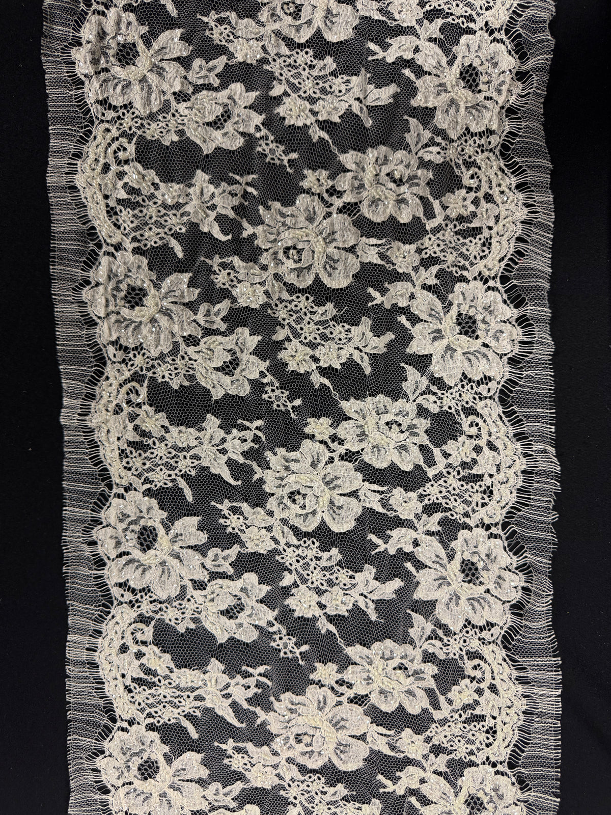 Ivory Beaded Sequin French Chantilly Edging - T268
