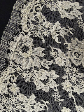 Ivory Beaded Sequin French Chantilly Edging - T268