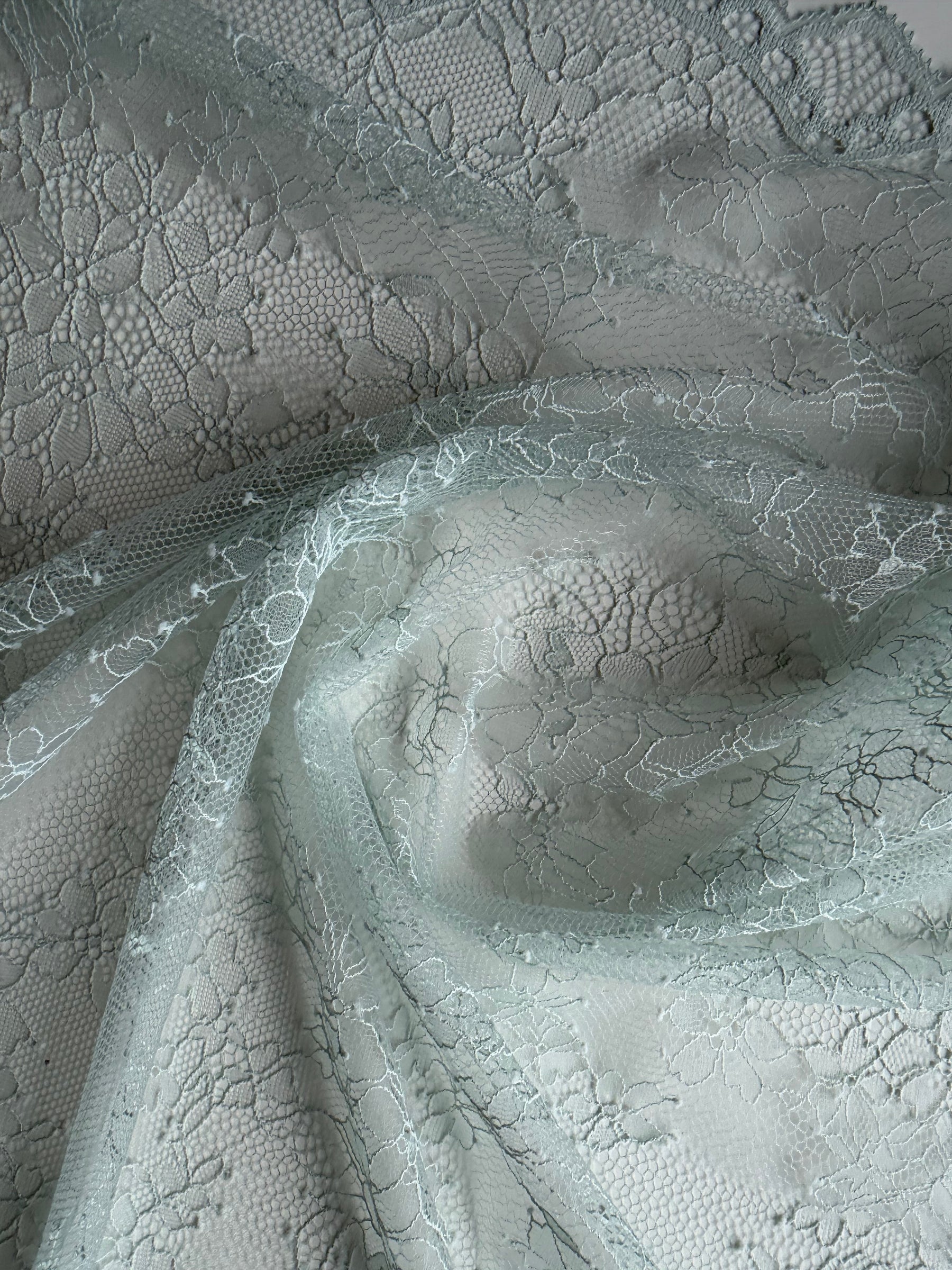 Duck Egg Blue Raschel Lace - Rome