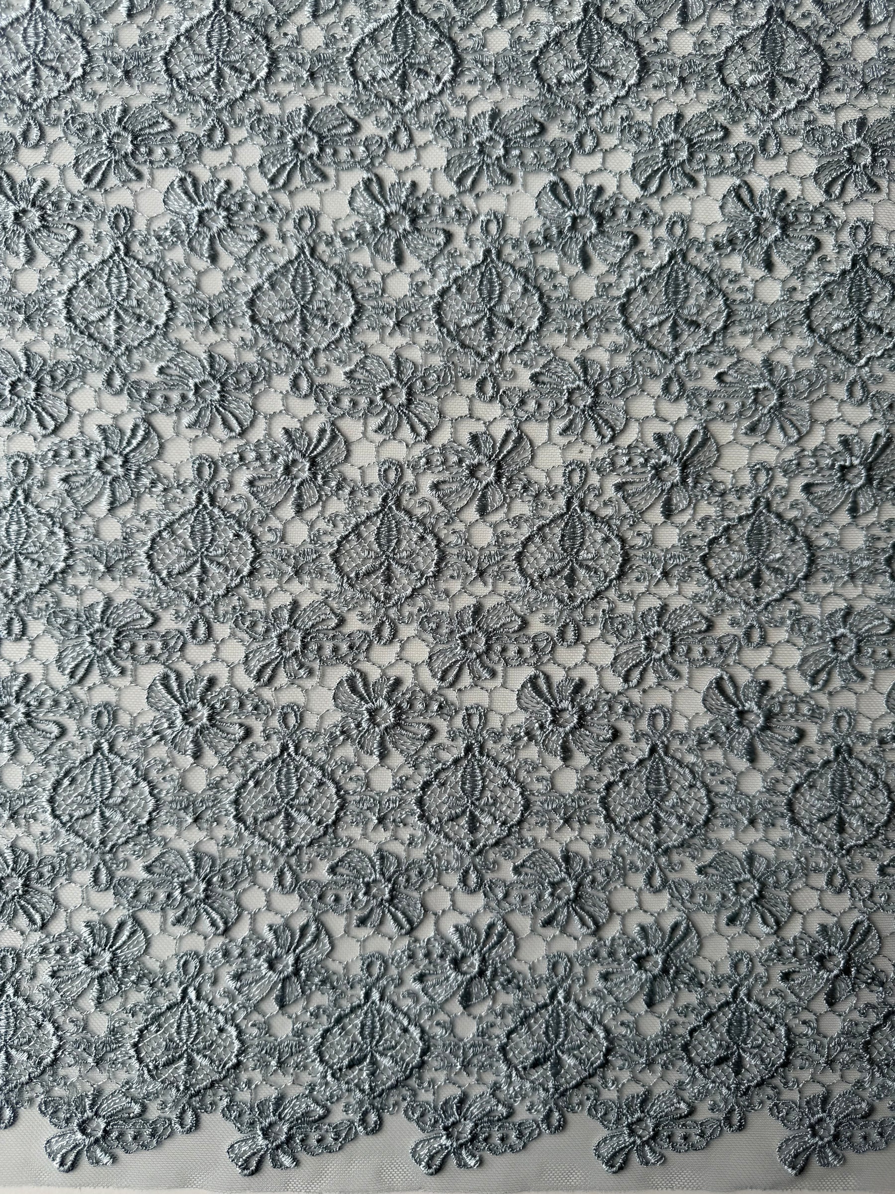 Duck Egg Embroidered Lace - EB5010