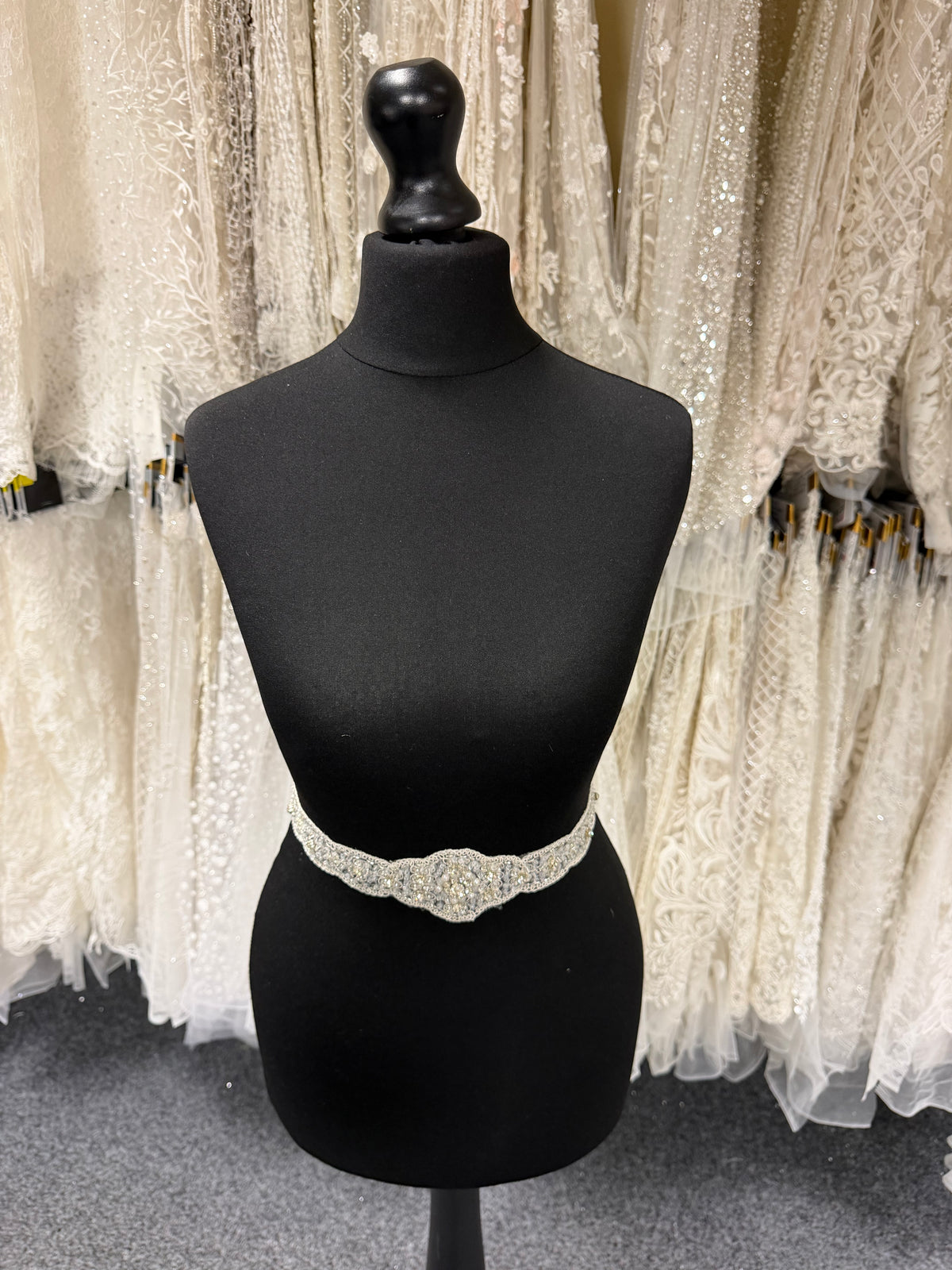 Crystal/Ivory/Silver Heavy Beaded Crystal Sequin Edging - T228