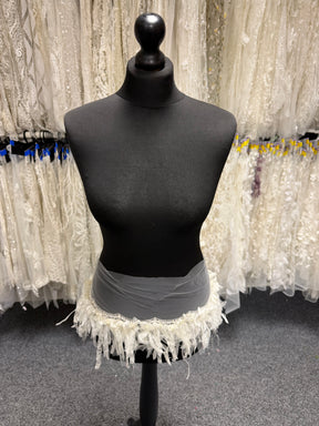 Ivory Beaded Sequin Frilly Lace Edging - T237