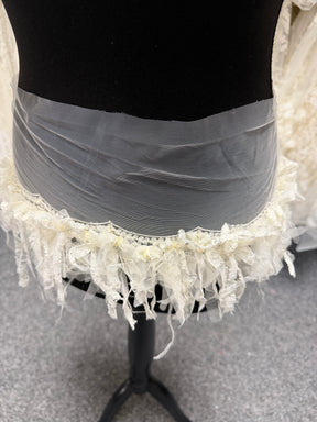 Ivory Beaded Sequin Frilly Lace Edging - T237