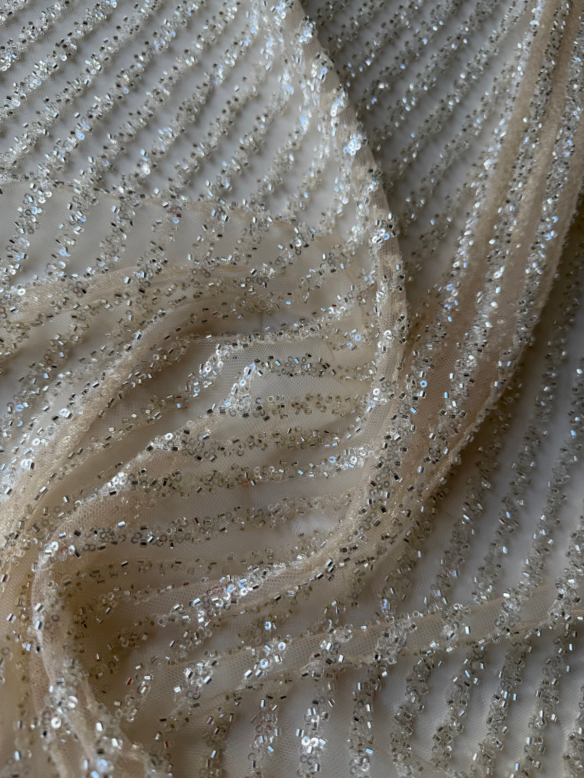 Gold Embroidery Beaded Tulle - EB1104
