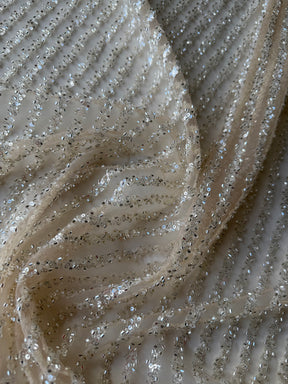 Gold Embroidery Beaded Tulle - EB1104