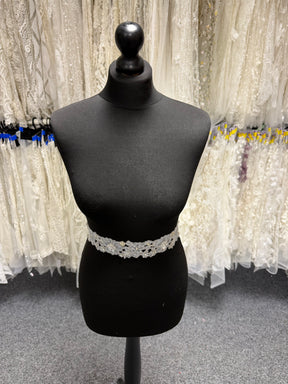 Silver/Crystal Crystal Beaded Sequin Guipure Edging - T430