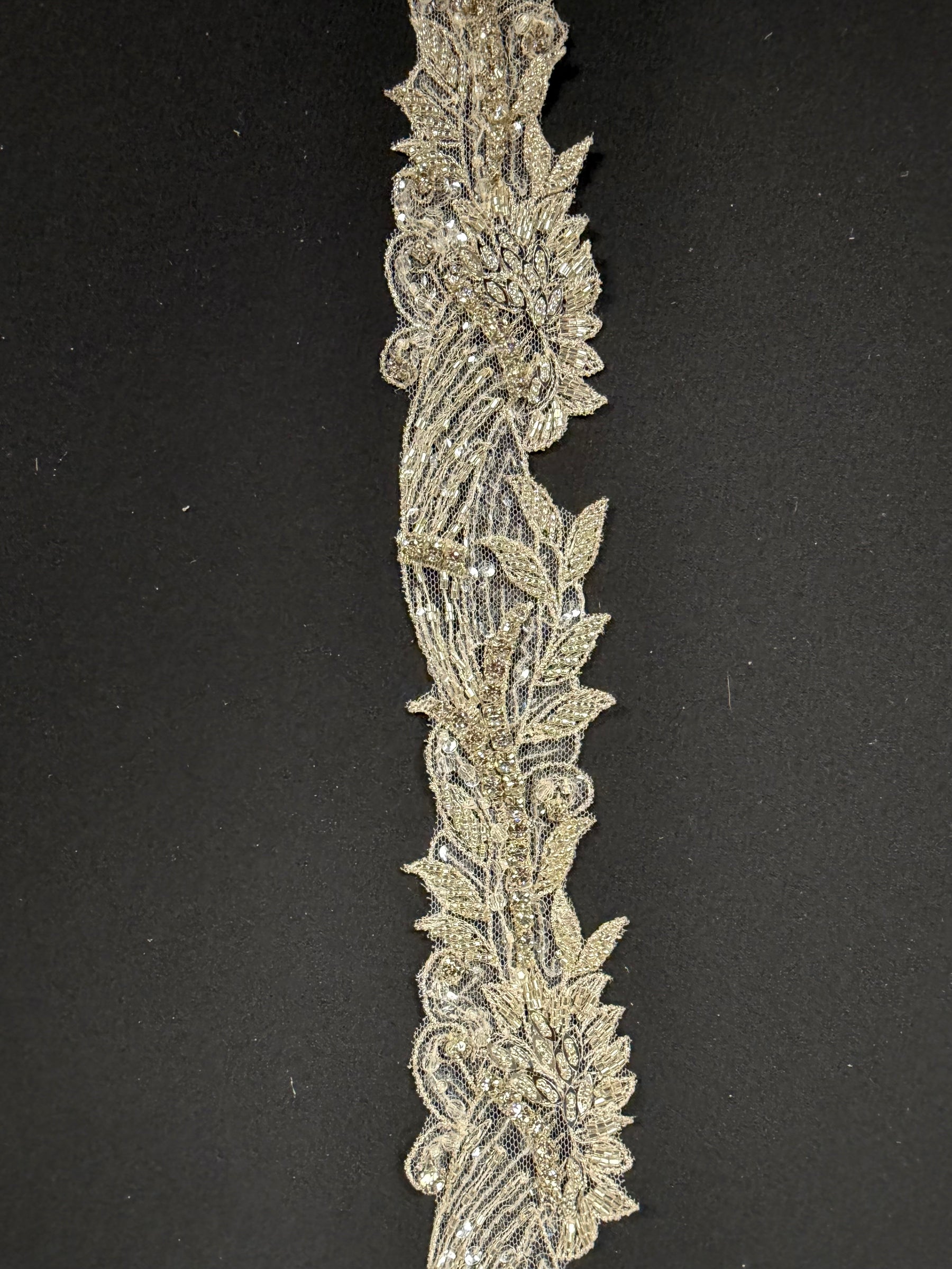 Crystal/Silver Crystal Beaded Sequin Edging - T315