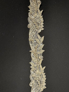 Crystal/Silver Crystal Beaded Sequin Edging - T315