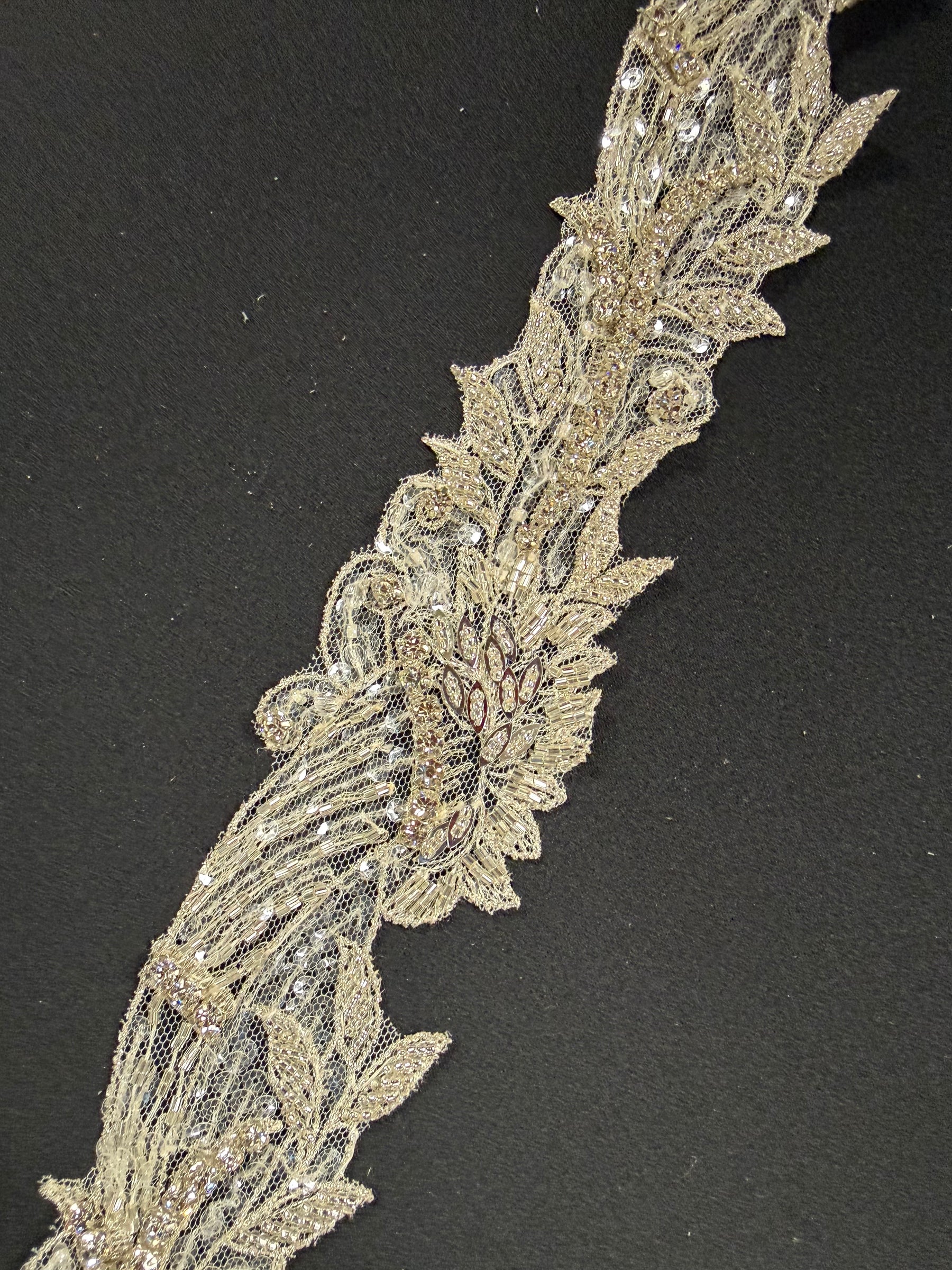 Crystal/Silver Crystal Beaded Sequin Edging - T315