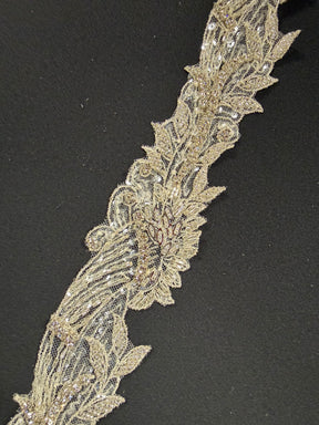 Crystal/Silver Crystal Beaded Sequin Edging - T315