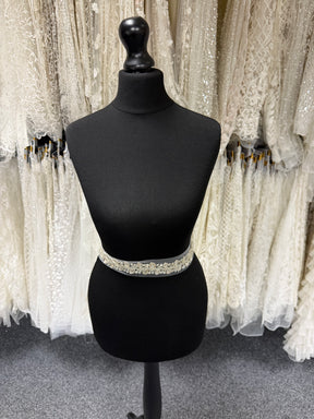 Ivory/Silver 3D Crystal Beaded Edging - T518